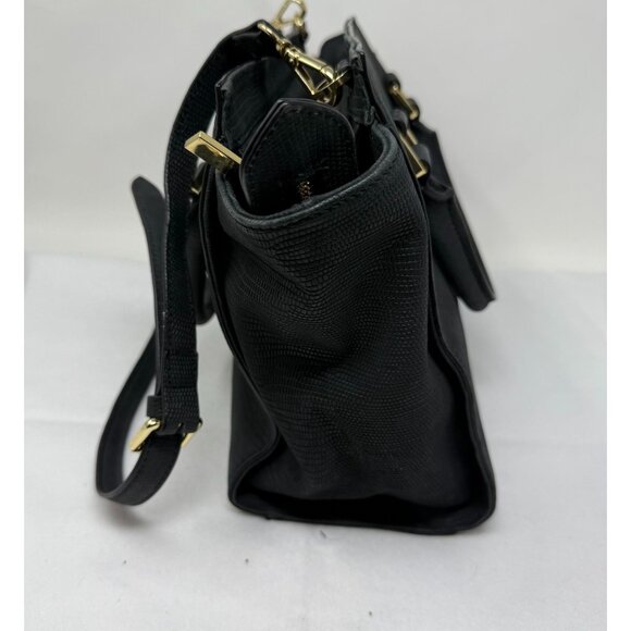 & Other Stories Black Leather Satchel Bag Top Handle Removable Strap Textured - Picture 6 of 11
